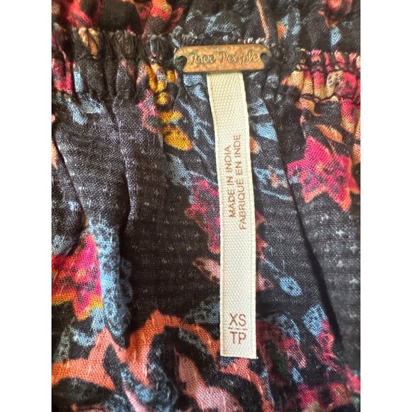 Free People Floral Print Viscose Smocked Off shoulder Top XS Boho Cottage - Picture 4 of 6
